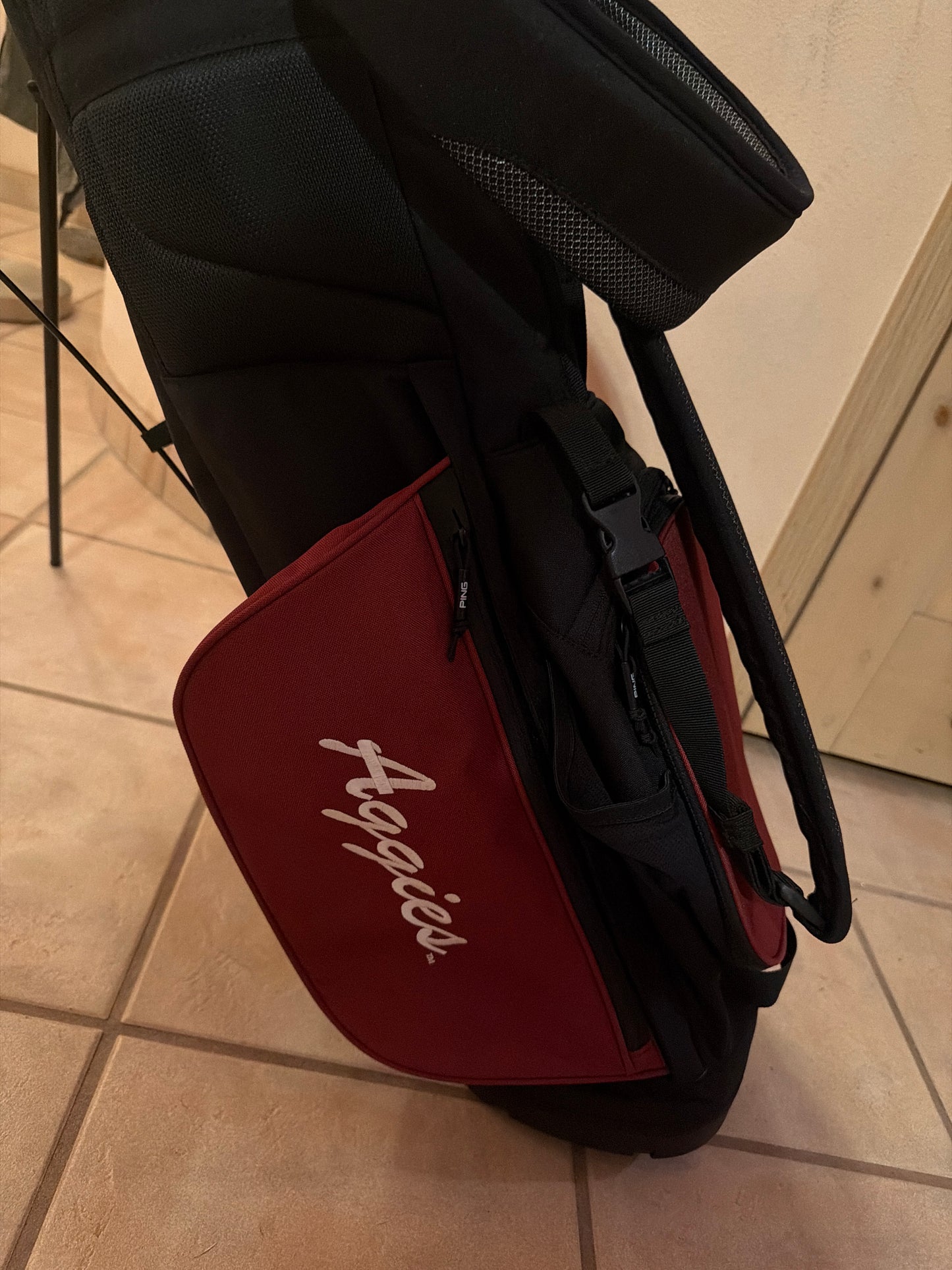 Ping NMSU PGA-GM Maroon and Black Stand bag AUCTION "OLD PGA LOGO"